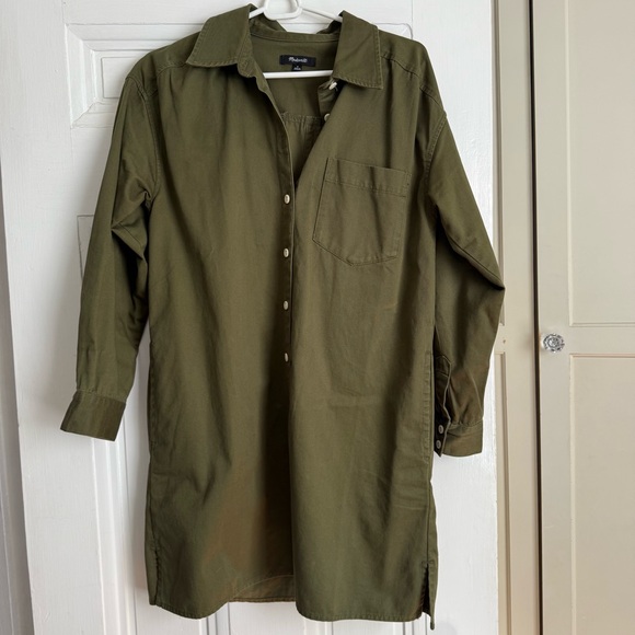 Madewell Olive Green Long Sleeve Shirt Dress - Picture 5 of 5